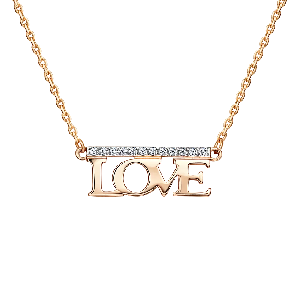 Колье «Любовь» из красного золота с фианитами 07-0265-00-401-1110