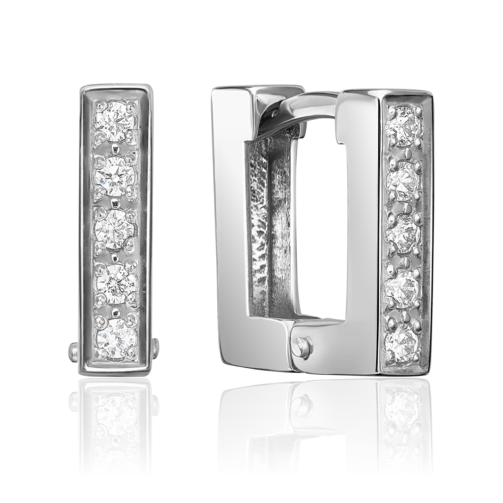 Серьги с английским замком из серебра с фианитами 02-0481-00-401-0200