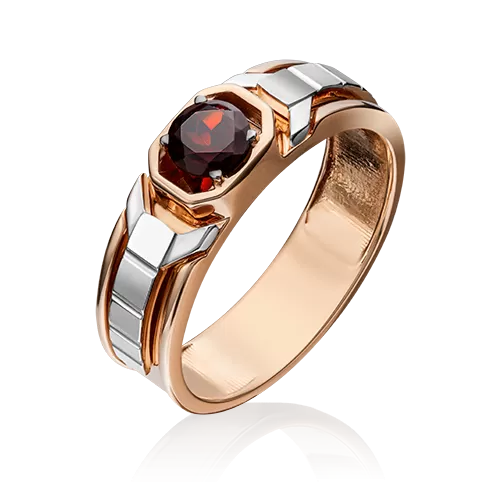Печатка из комбинированного золота с гранатом 01-5255-00-204-1111-57
