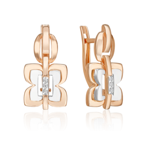 Серьги с английским замком из комбинированного золота с бриллиантами 02-5009-00-101-1111