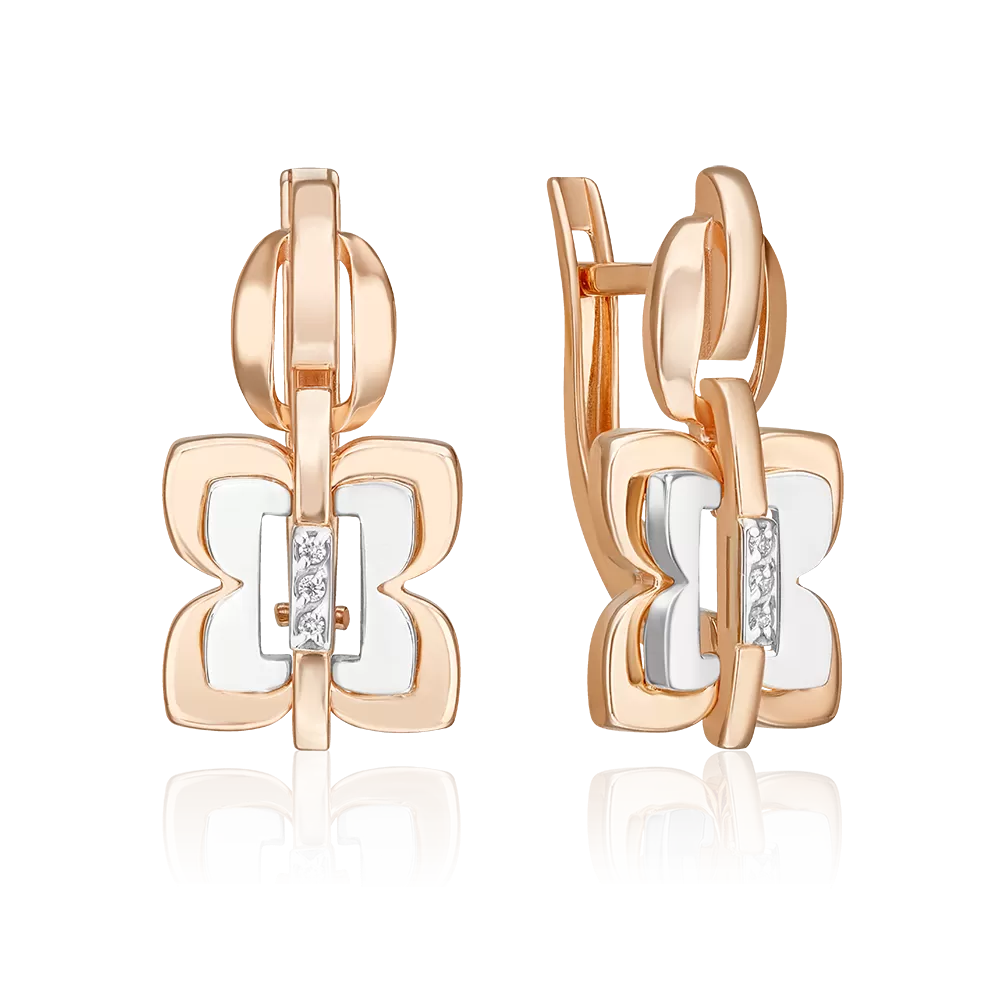 Серьги с английским замком из комбинированного золота с бриллиантами 02-5009-00-101-1111