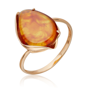 Кольцо из красного золота с янтарём