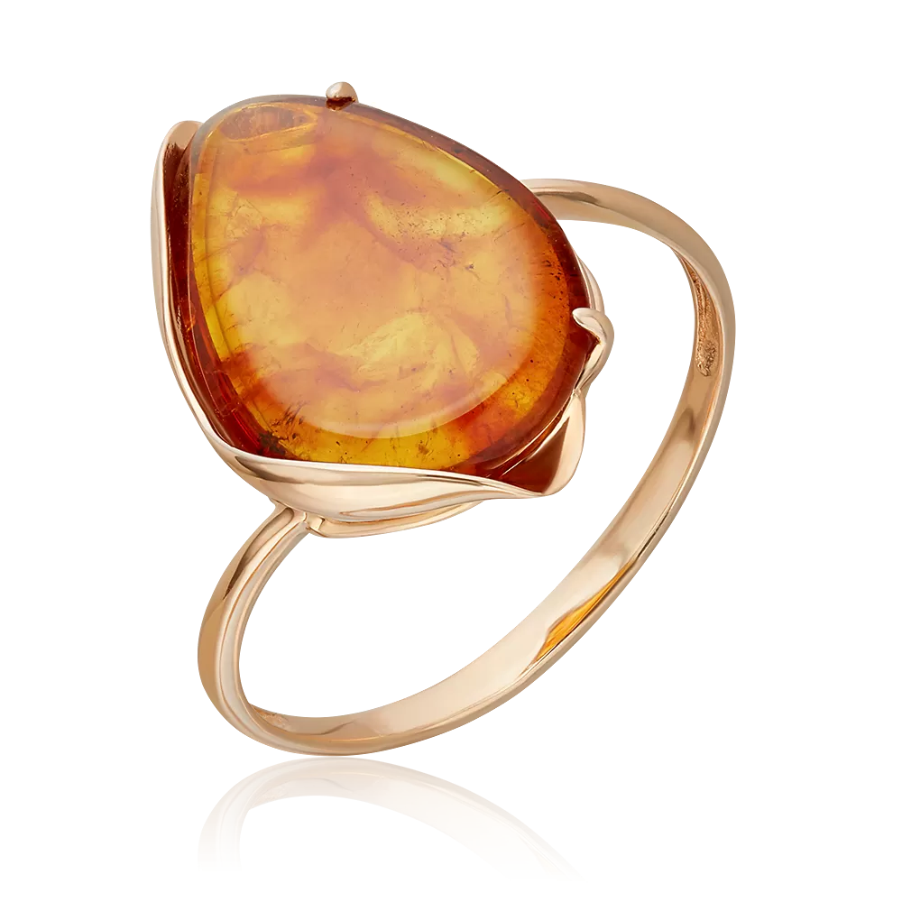 Кольцо из красного золота с янтарём 01-4817-00-271-1110-46