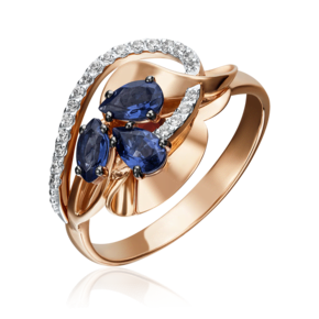 Кольцо из красного золота с сапфирами и бриллиантами 01-5221-00-105-1110-30