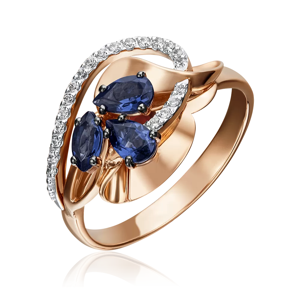 Кольцо из красного золота с сапфирами и бриллиантами 01-5221-00-105-1110-30