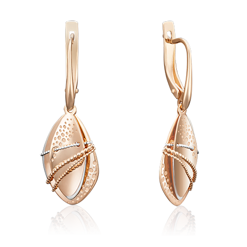 Серьги с английским замком из красного золота 02-3991-00-000-1110-42
