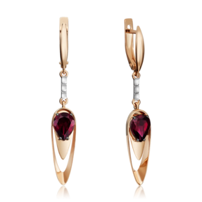 Серьги с английским замком из красного золота с гранатом 02-4428-00-204-1110-57