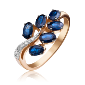 Кольцо из красного золота с сапфирами и бриллиантами 01-1382-00-105-1110-30