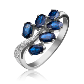Кольцо из белого золота с сапфирами и бриллиантами