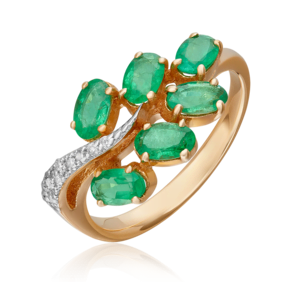 Кольцо из красного золота с изумрудами и бриллиантами 01-1382-00-106-1110-30