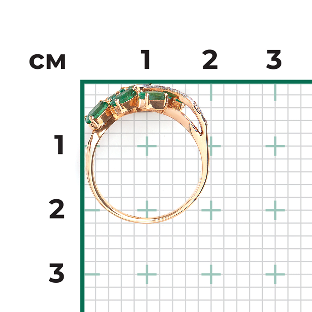 Кольцо из красного золота с изумрудами и бриллиантами 01-1382-00-106-1110-30
