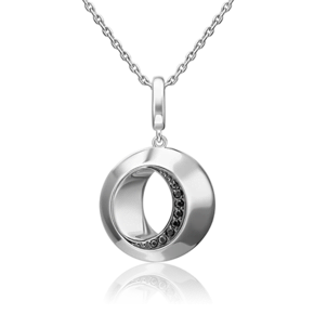 Подвеска из серебра с чёрными фианитами 03-3402-00-402-0200