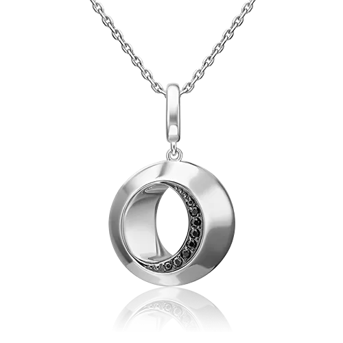 Подвеска из серебра с чёрными фианитами 03-3402-00-402-0200