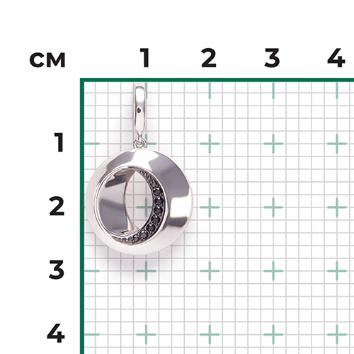 Подвеска из серебра с чёрными фианитами 03-3402-00-402-0200