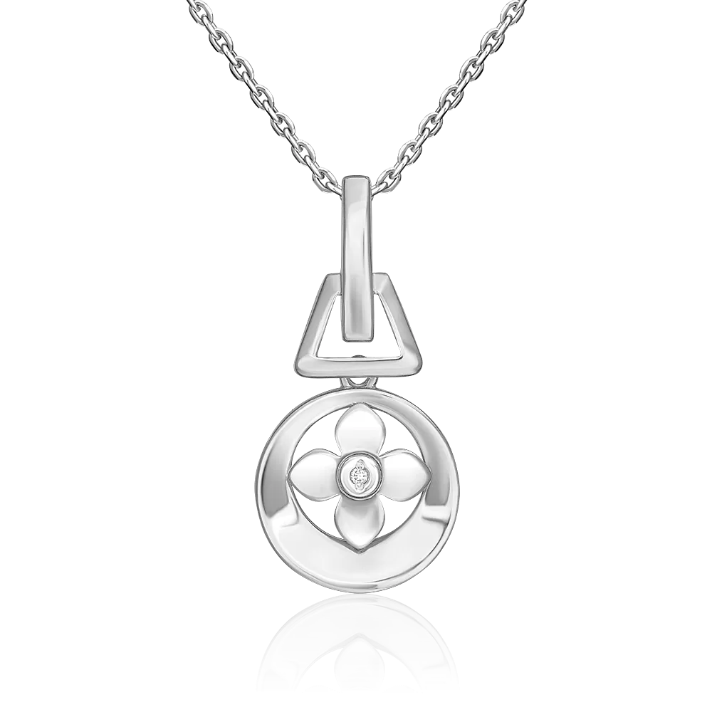 Подвеска из белого золота с бриллиантом 03-3363-00-101-1120