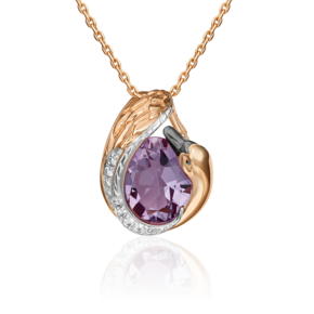 Подвеска «Лебедь» из красного золота с аметистом и натуральными топазами white 03-3225-00-225-1110-46