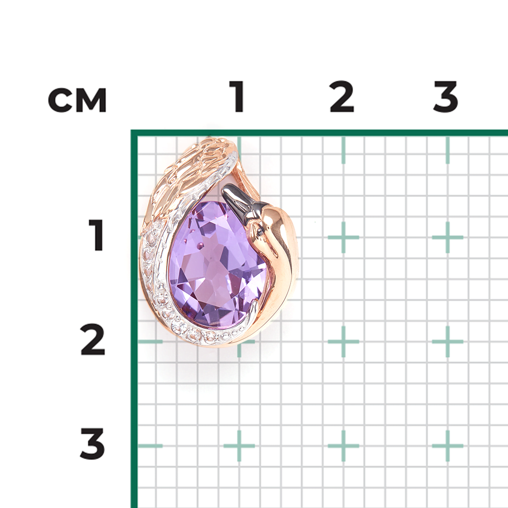 Подвеска «Лебедь» из красного золота с аметистом и натуральными топазами white 03-3225-00-225-1110-46