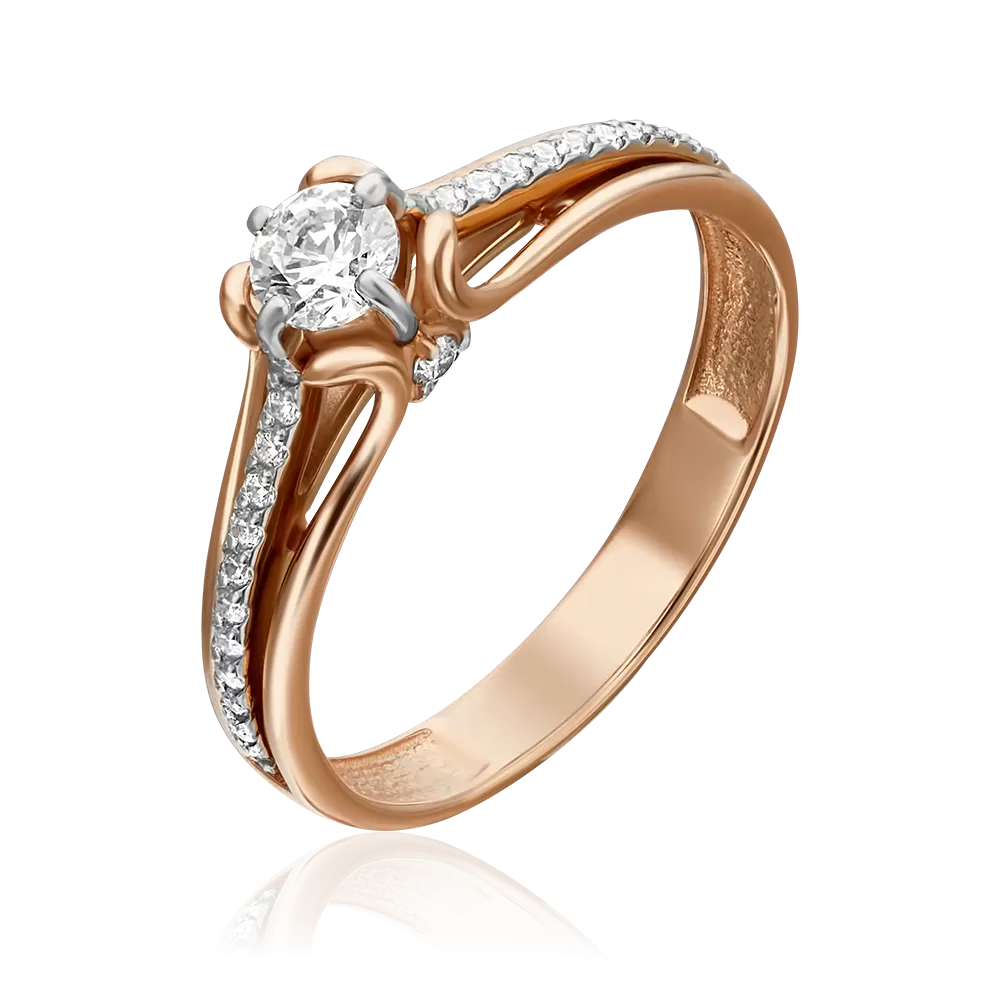 Помолвочное кольцо из комбинированного золота с фианитами 01-5268-00-401-1111