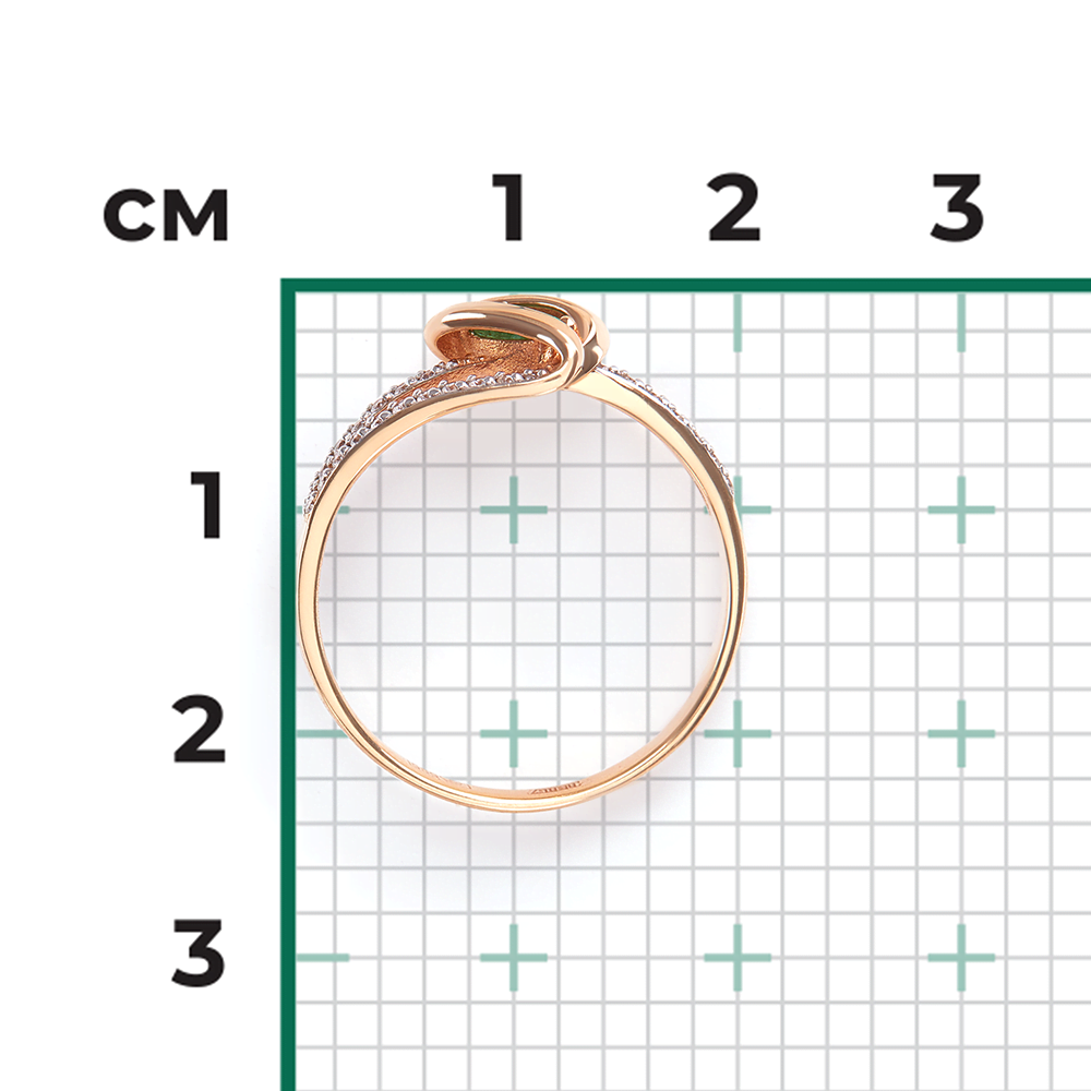 Кольцо из красного золота с изумрудом и бриллиантами 01-1609-00-106-1110-30