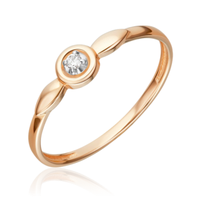 Помолвочное кольцо из красного золота с бриллиантом 01-5968-00-101-1110