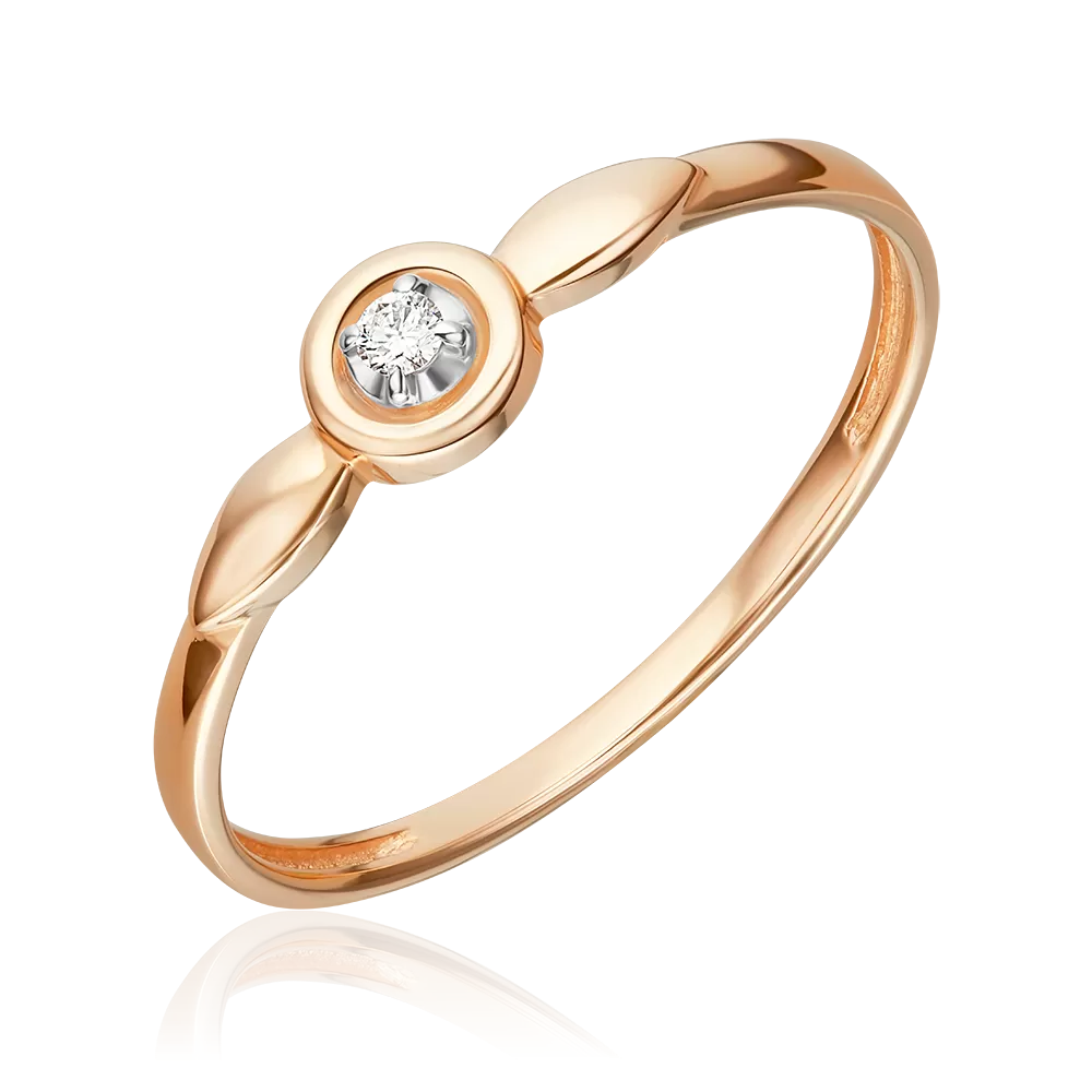 Помолвочное кольцо из красного золота с бриллиантом 01-5968-00-101-1110