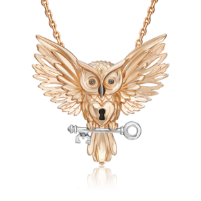 Подвеска «Сова» из комбинированного золота с эмалью 03-3547-00-000-1111