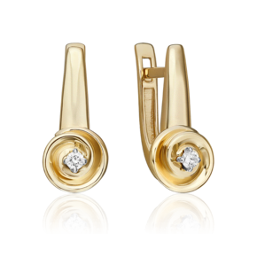 Серьги с английским замком из комбинированного золота с бриллиантом 02-5347-00-101-1121