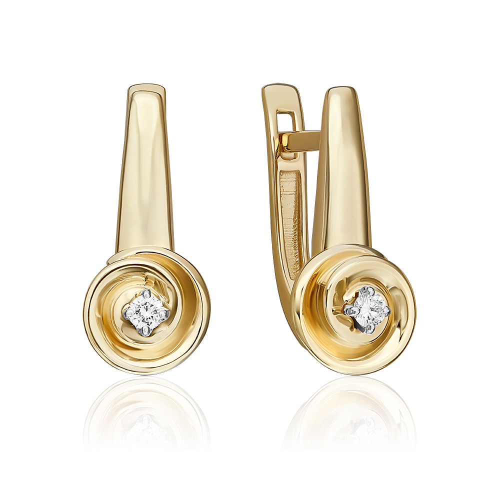 Серьги с английским замком из комбинированного золота с бриллиантом 02-5347-00-101-1121
