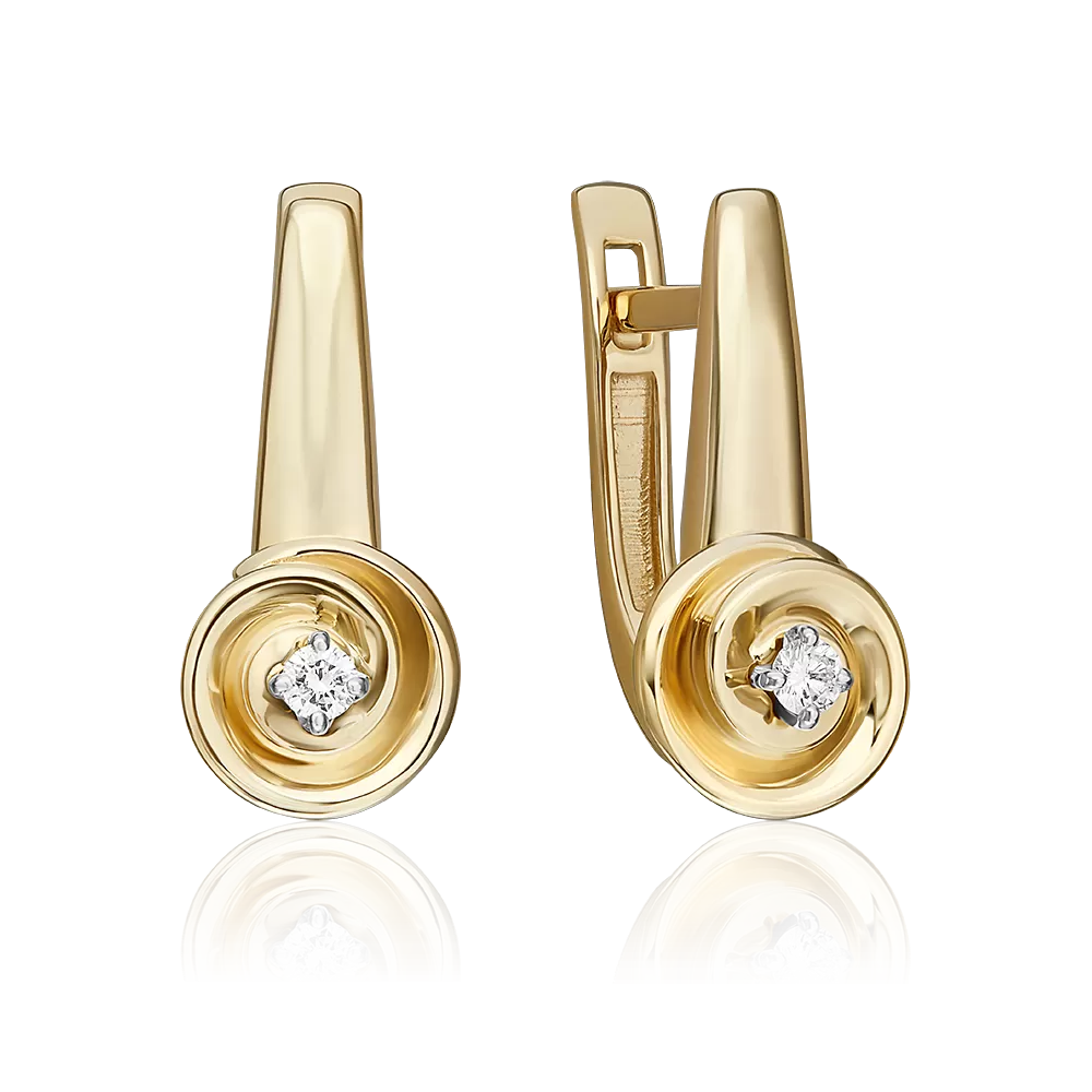 Серьги с английским замком из комбинированного золота с бриллиантом 02-5347-00-101-1121