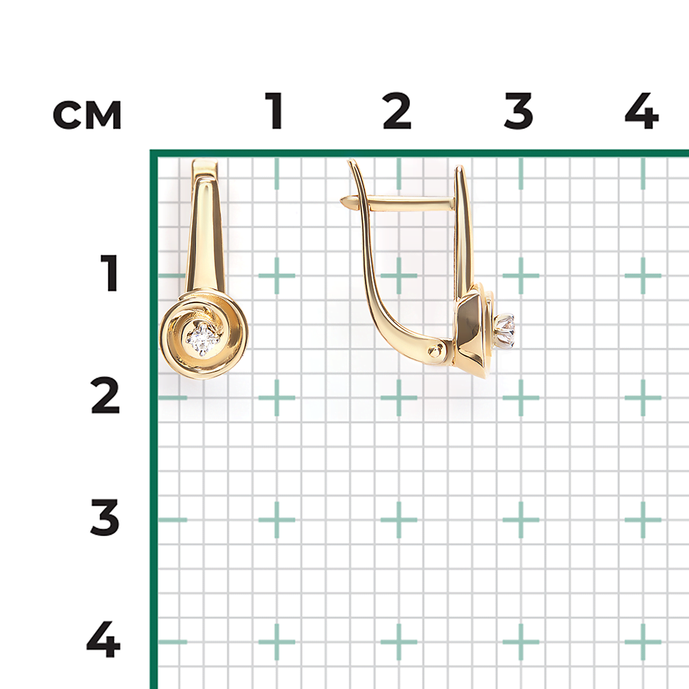 Серьги с английским замком из комбинированного золота с бриллиантом 02-5347-00-101-1121