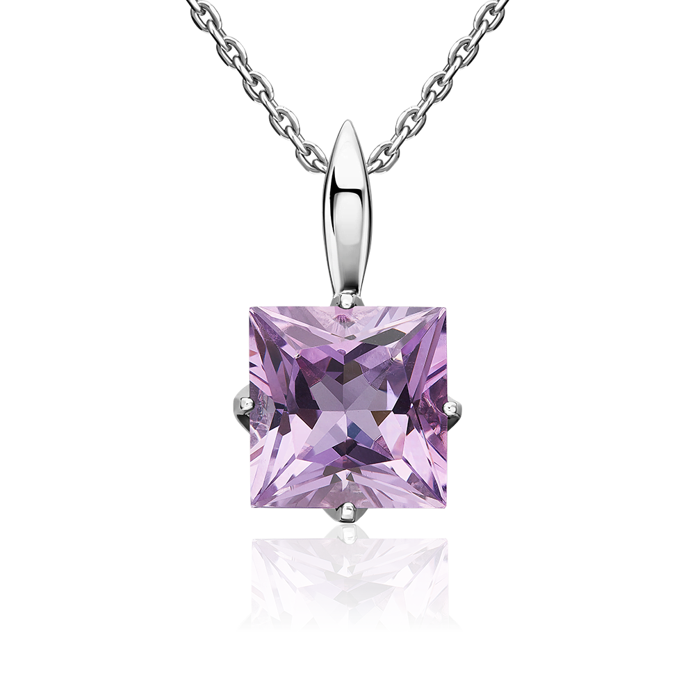 Подвеска из серебра с аметистом и фианитами 03-1294-00-209-0200
