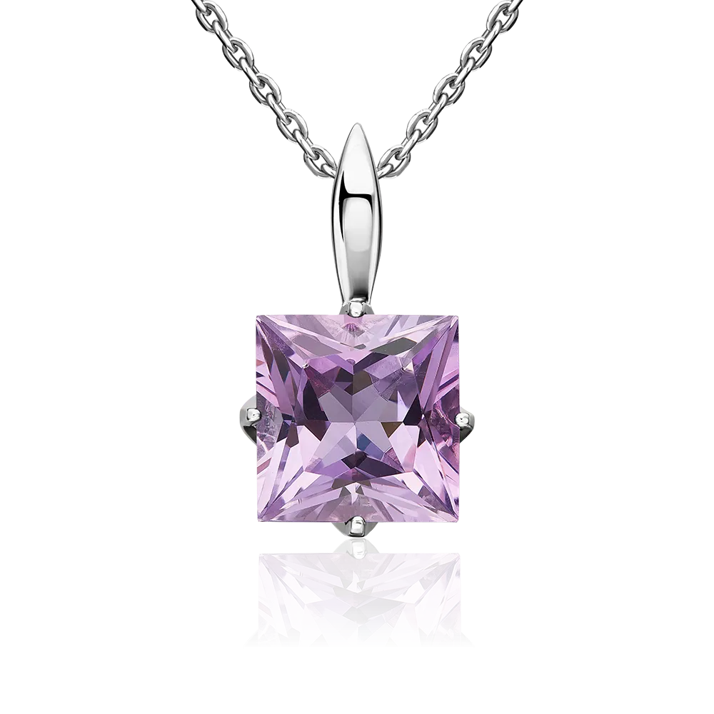Подвеска из серебра с аметистом и фианитами 03-1294-00-209-0200
