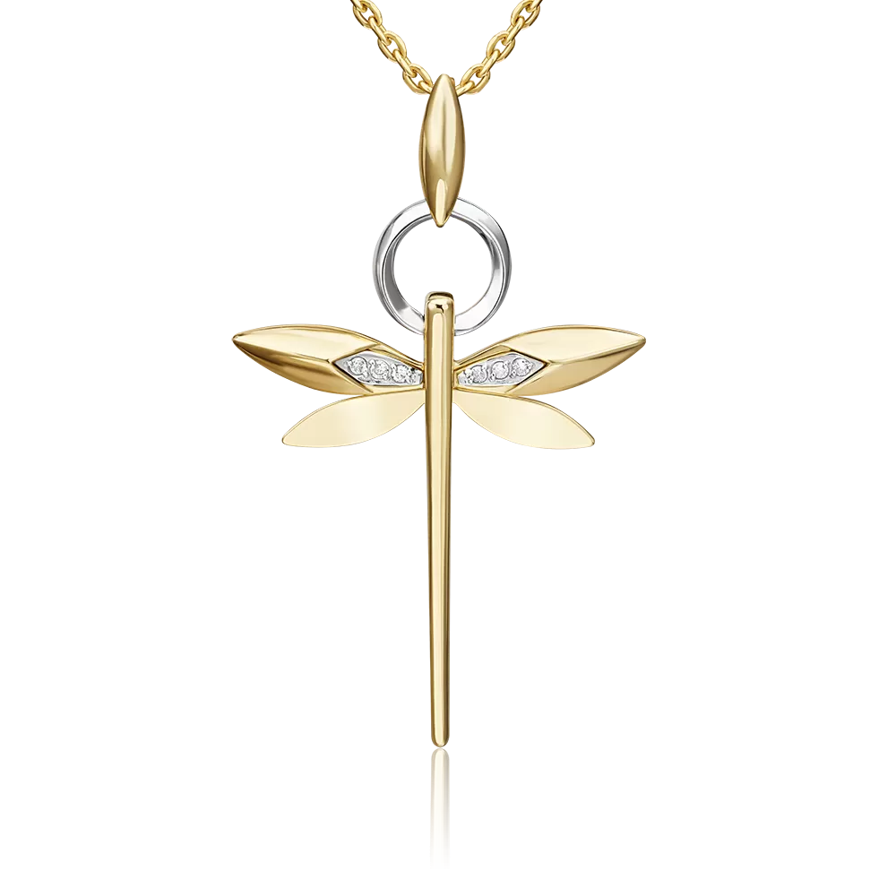 Подвеска «Стрекоза. Ценность настоящего» из комбинированного золота с бриллиантами 03-3275-00-101-1121