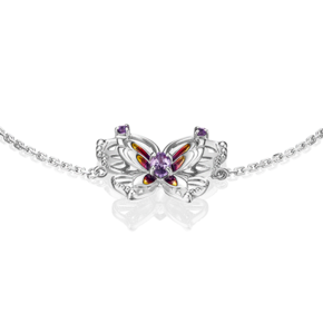 Браслет «Бабочка Переливница» из серебра с аметистами и эмалью 05-0687-00-203-0200-69