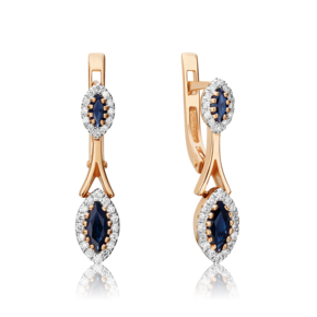 Серьги с английским замком из красного золота с сапфирами и бриллиантами 02-3994-00-105-1110-30