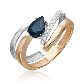Кольцо из комбинированного золота с сапфиром и бриллиантами 01-5745-00-105-1111