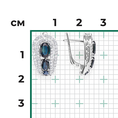 Серьги с английским замком из белого золота с сапфирами и бриллиантами 02-0740-00-105-1120-30