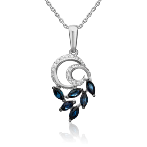 Подвеска из белого золота с сапфирами и бриллиантами 03-0423-00-105-1120-30