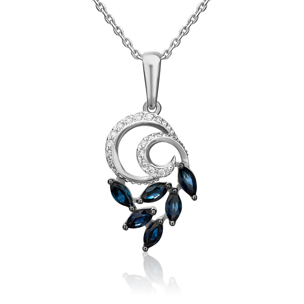Подвеска из белого золота с сапфирами и бриллиантами 03-0423-00-105-1120-30