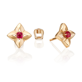 Серьги-пусеты из красного золота с рубином 02-5495-00-104-1110