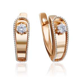 Серьги с английским замком из комбинированного золота с бриллиантом 02-4282-00-101-1111-30