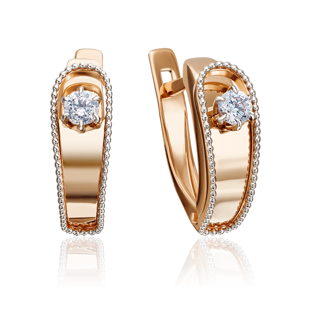 Серьги с английским замком из комбинированного золота с бриллиантом 02-4282-00-101-1111-30