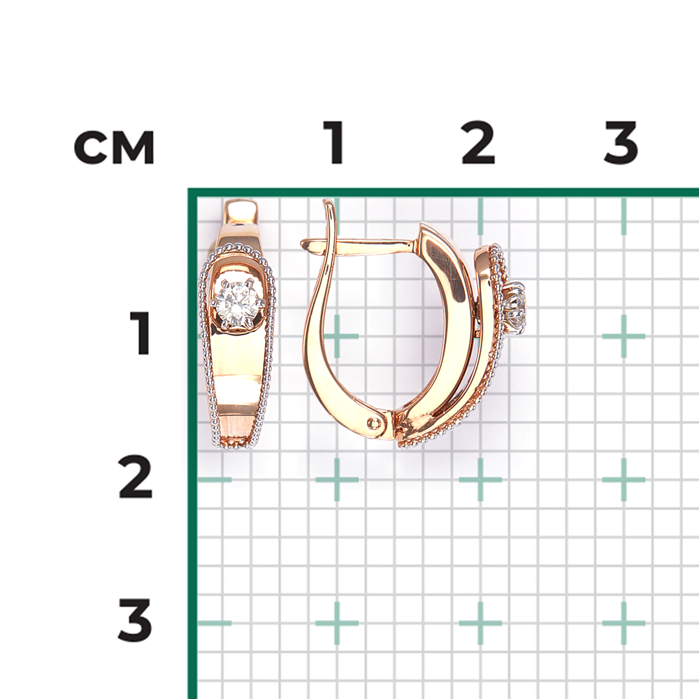 Серьги с английским замком из комбинированного золота с бриллиантом 02-4282-00-101-1111-30