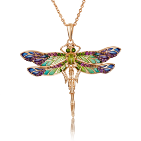 Подвеска «Стрекоза» из красного золота с миксом камней и эмалью 03-2876-00-711-1110-57
