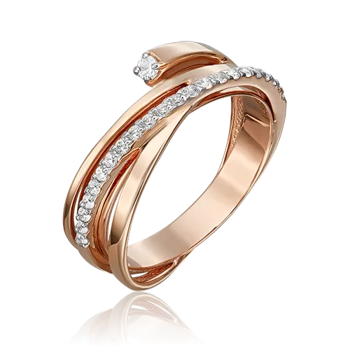 Кольцо из красного золота с фианитами 01-5436-00-401-1110-23