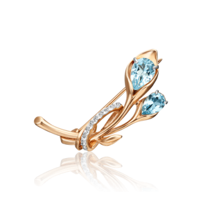 Брошь «Цветок» из красного золота с топазами и натуральными топазами white 04-0239-00-201-1110-57