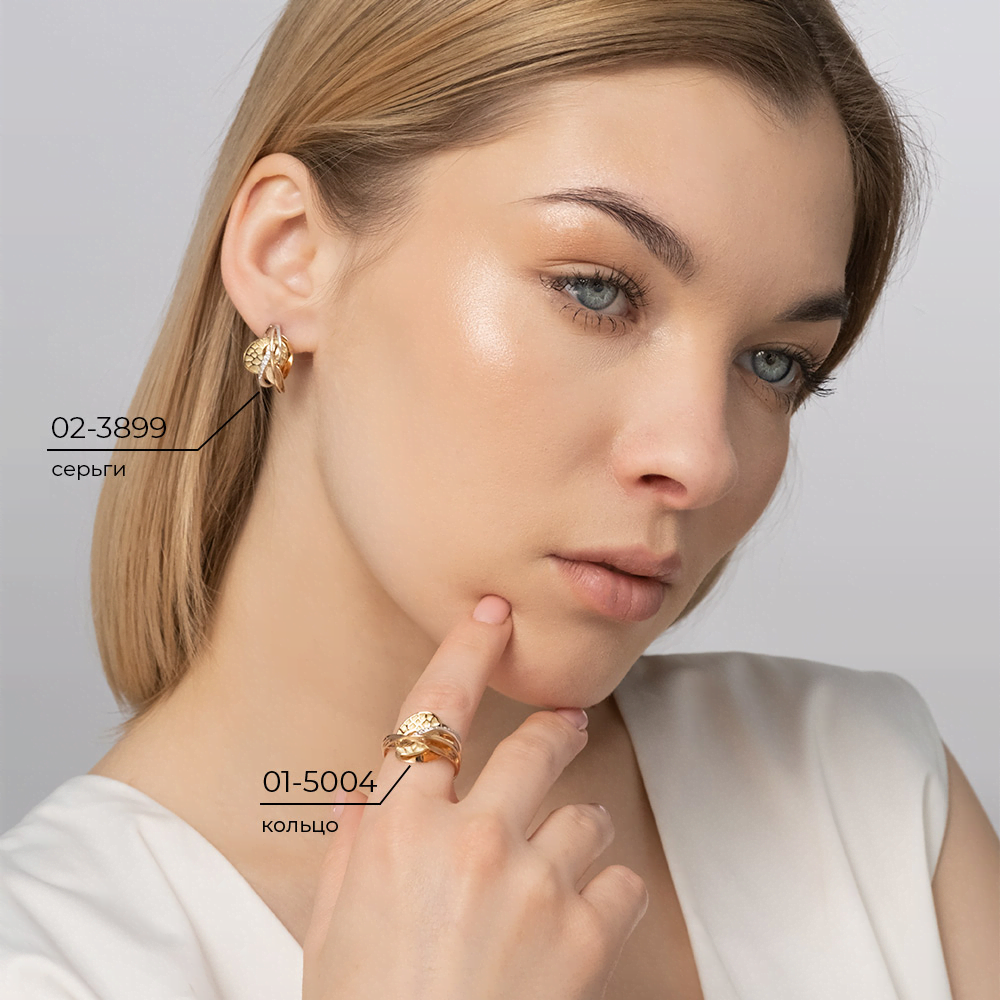 Кольцо из комбинированного золота с фианитами 01-5004-00-401-1140-66