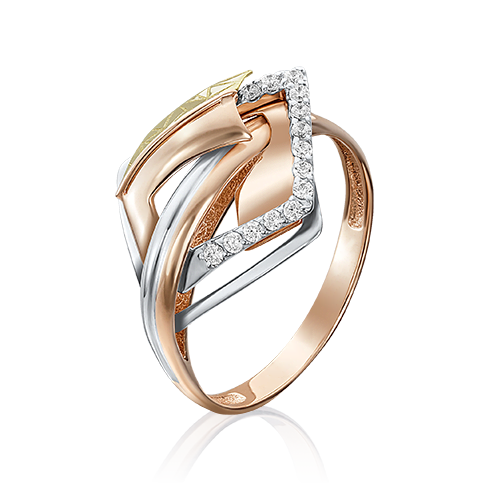 Кольцо из комбинированного золота с фианитами 01-5125-00-401-1113-66