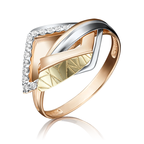 Кольцо из комбинированного золота с фианитами 01-5125-00-401-1113-66