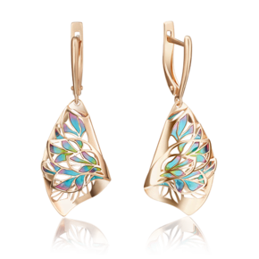 Серьги с английским замком из красного золота с эмалью 02-4024-00-000-1110-66